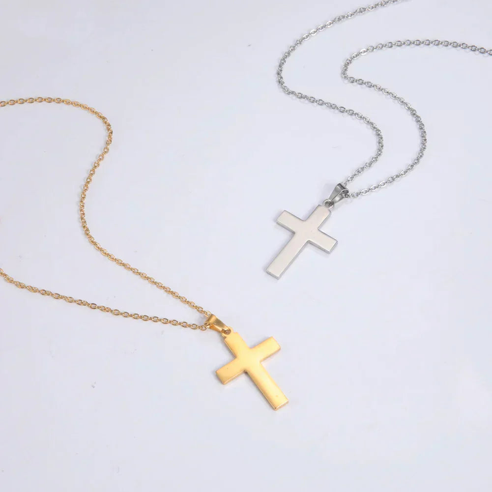 Cross Pendant Choker Necklace Stainless Steel Gold Color Church Dainty Collar Collier Religious Necklace Jewelry Gift