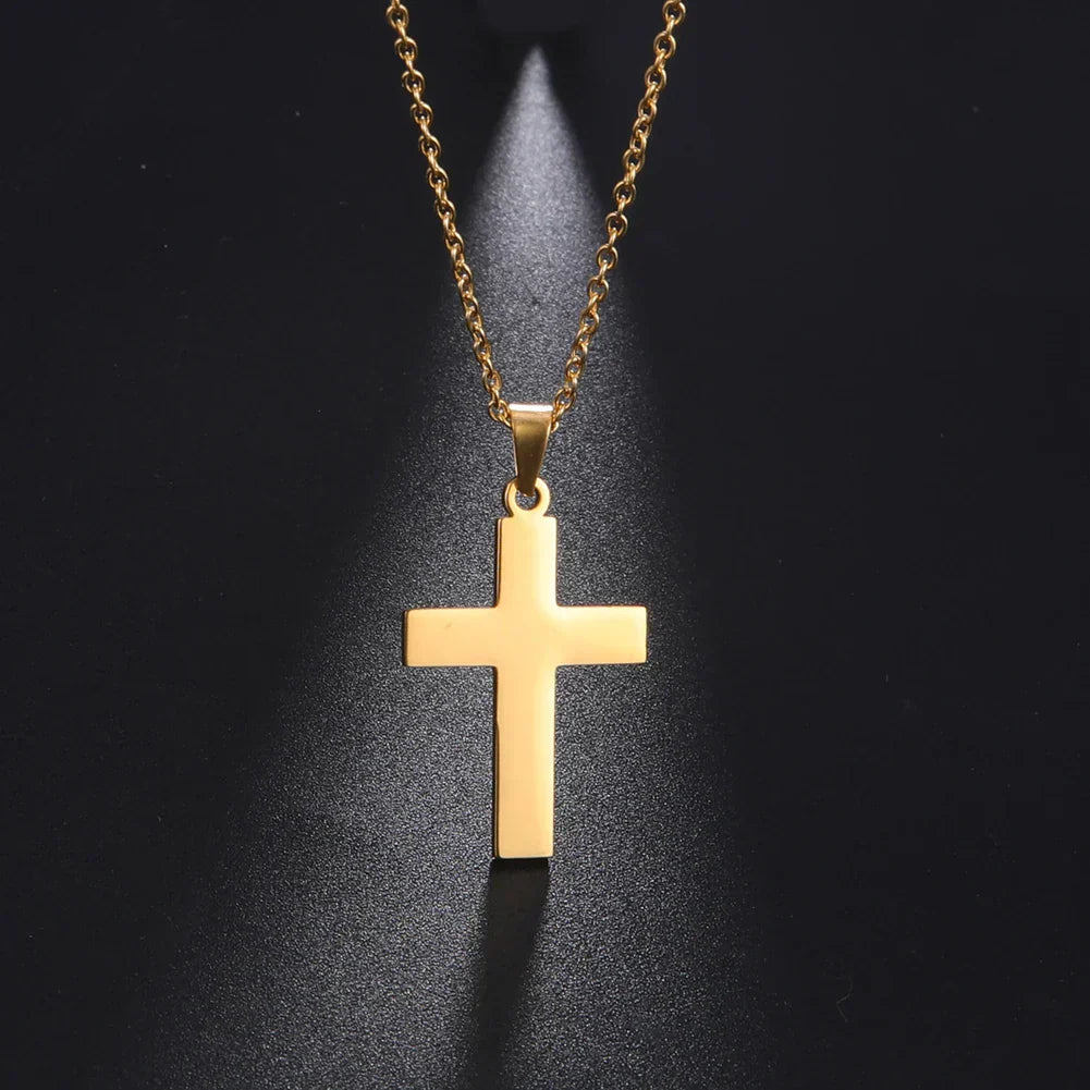 Cross Pendant Choker Necklace Stainless Steel Gold Color Church Dainty Collar Collier Religious Necklace Jewelry Gift