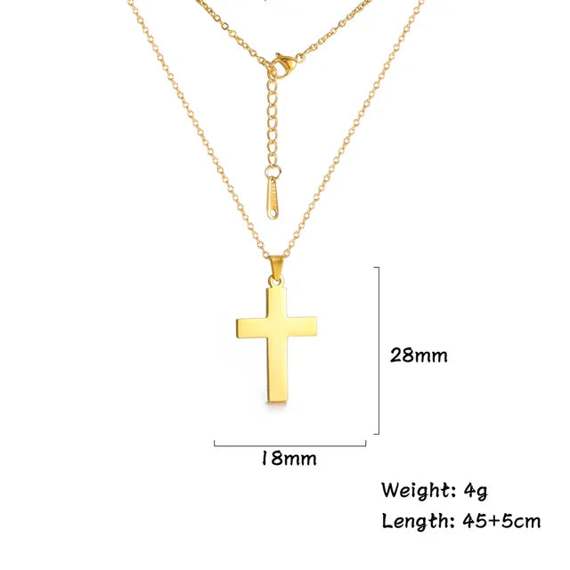 Cross Pendant Choker Necklace Stainless Steel Gold Color Church Dainty Collar Collier Religious Necklace Jewelry Gift